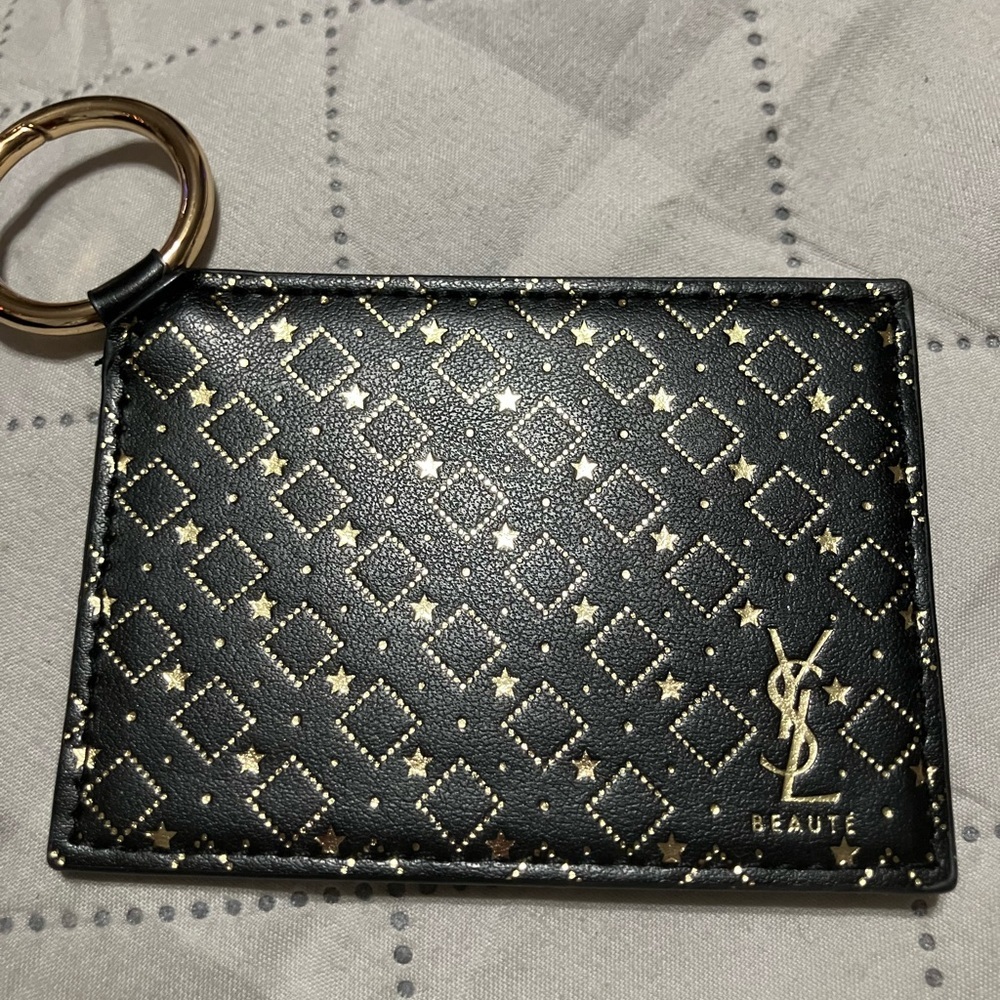 Yves Saint Laurent Black and Gold Star Pattern Wallet